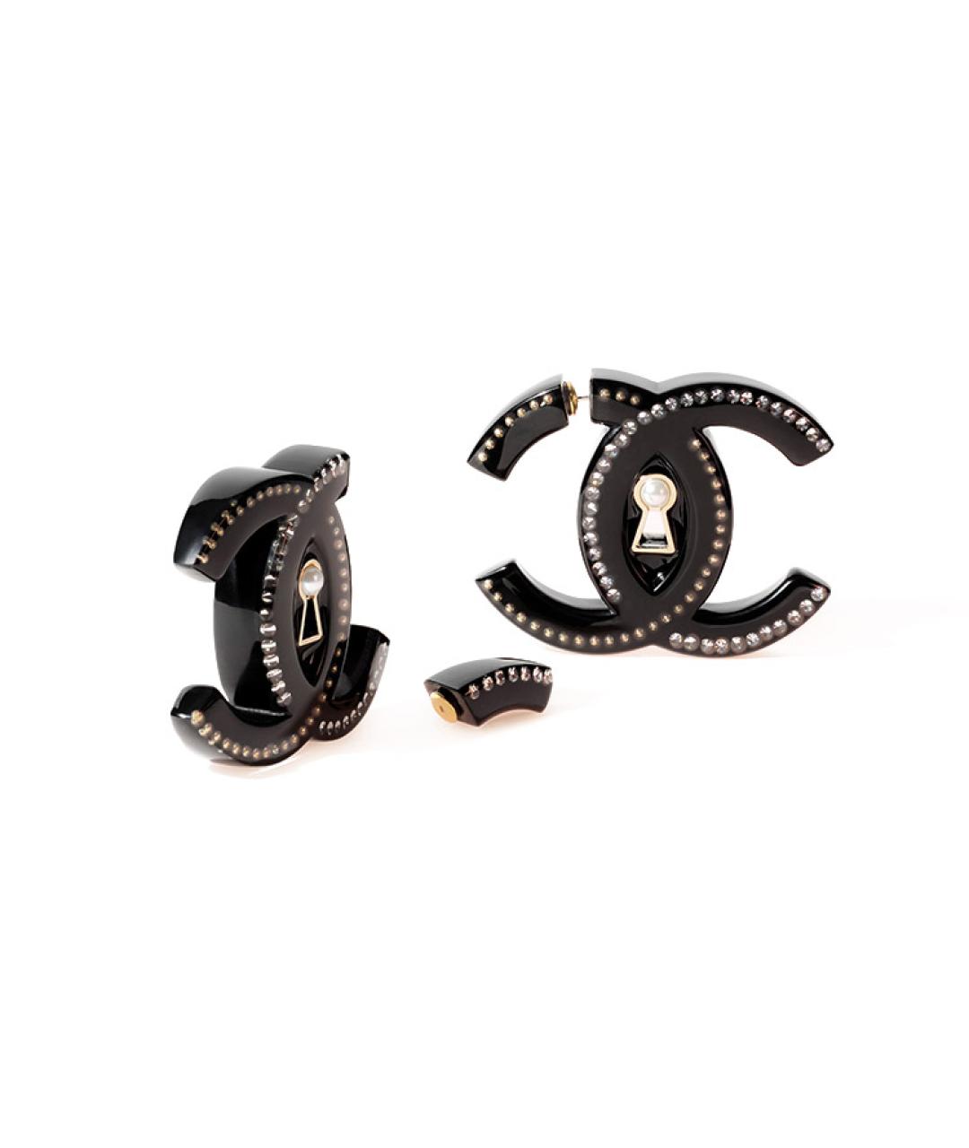 CHANEL Черные металлические серьги, фото 2