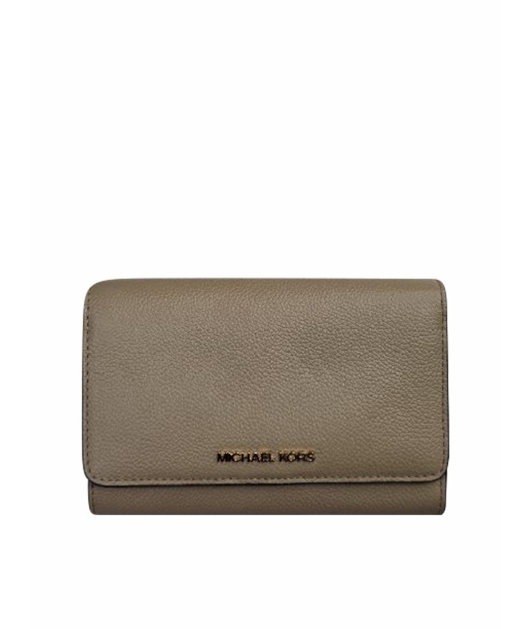 MICHAEL KORS Бежевый кожаный кошелек, фото 1