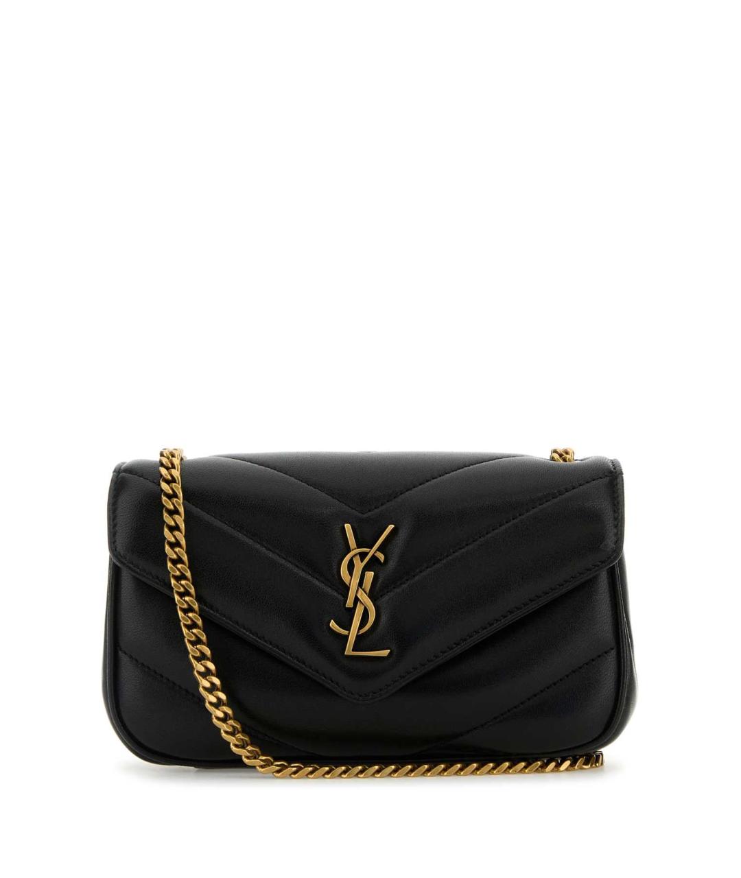 SAINT LAURENT Черная кожаная сумка с короткими ручками, фото 3