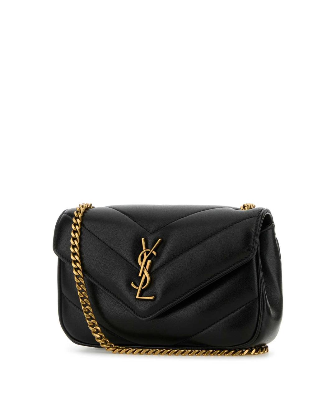 SAINT LAURENT Черная кожаная сумка с короткими ручками, фото 2