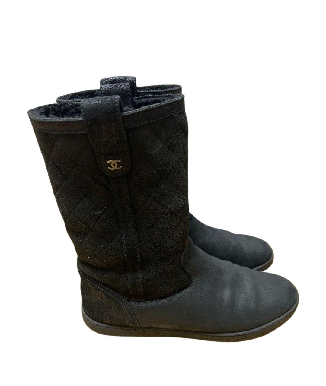 CHANEL Черные кожаные сапоги, фото 1