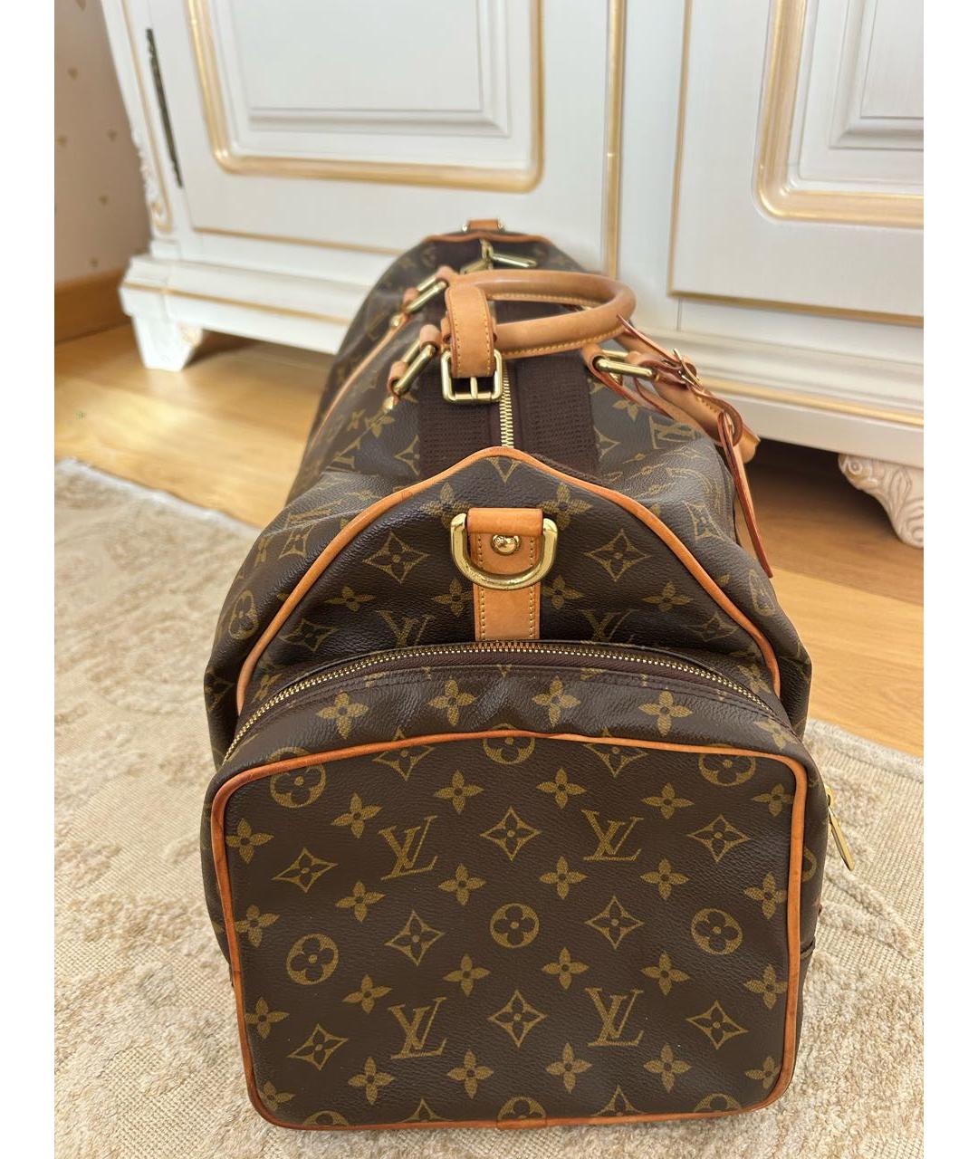 LOUIS VUITTON Коричневая кожаная дорожная/спортивная сумка, фото 5