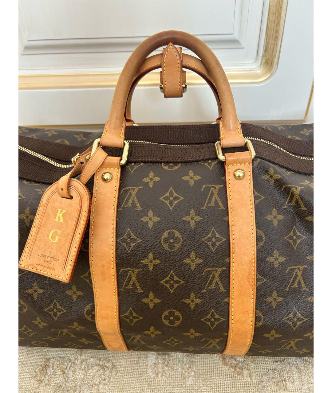 LOUIS VUITTON Коричневая кожаная дорожная/спортивная сумка, фото 7