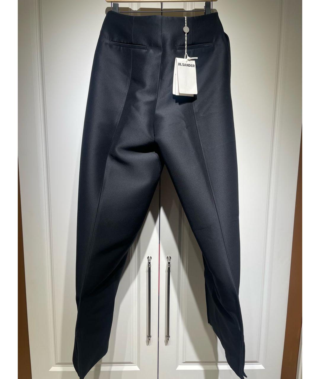JIL SANDER Черные шерстяные прямые брюки, фото 2