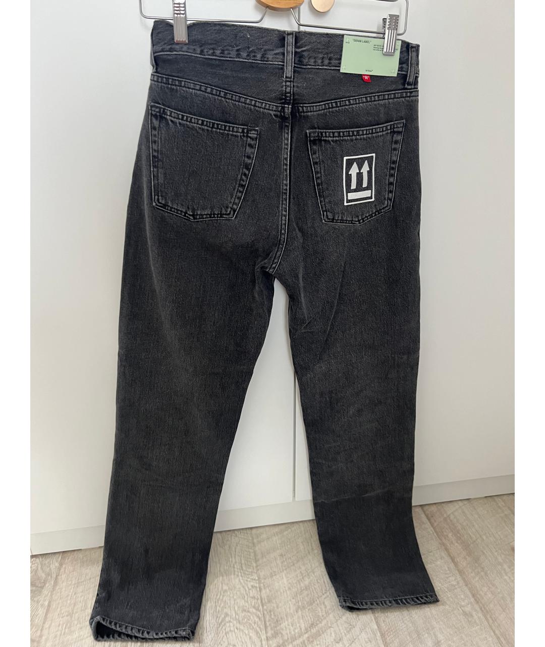 OFF-WHITE Антрацитовые хлопковые прямые джинсы, фото 2