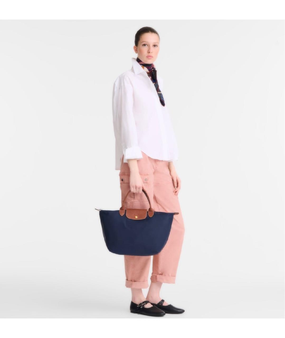 LONGCHAMP Темно-синяя синтетическая сумка тоут, фото 6