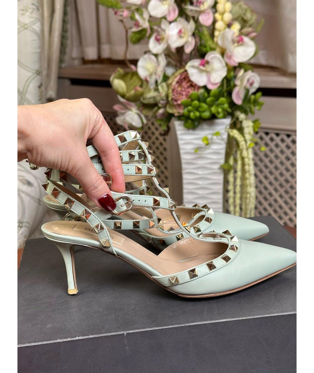 VALENTINO Зеленые кожаные босоножки, фото 4