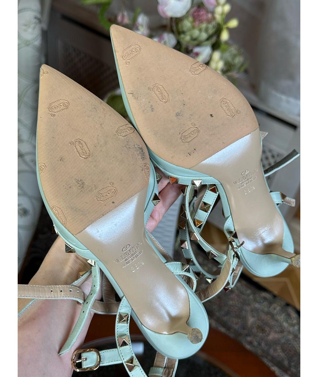 VALENTINO Зеленые кожаные босоножки, фото 7