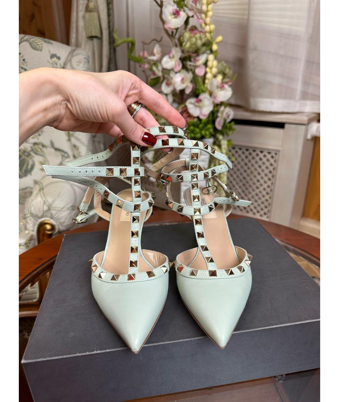 VALENTINO Зеленые кожаные босоножки, фото 2