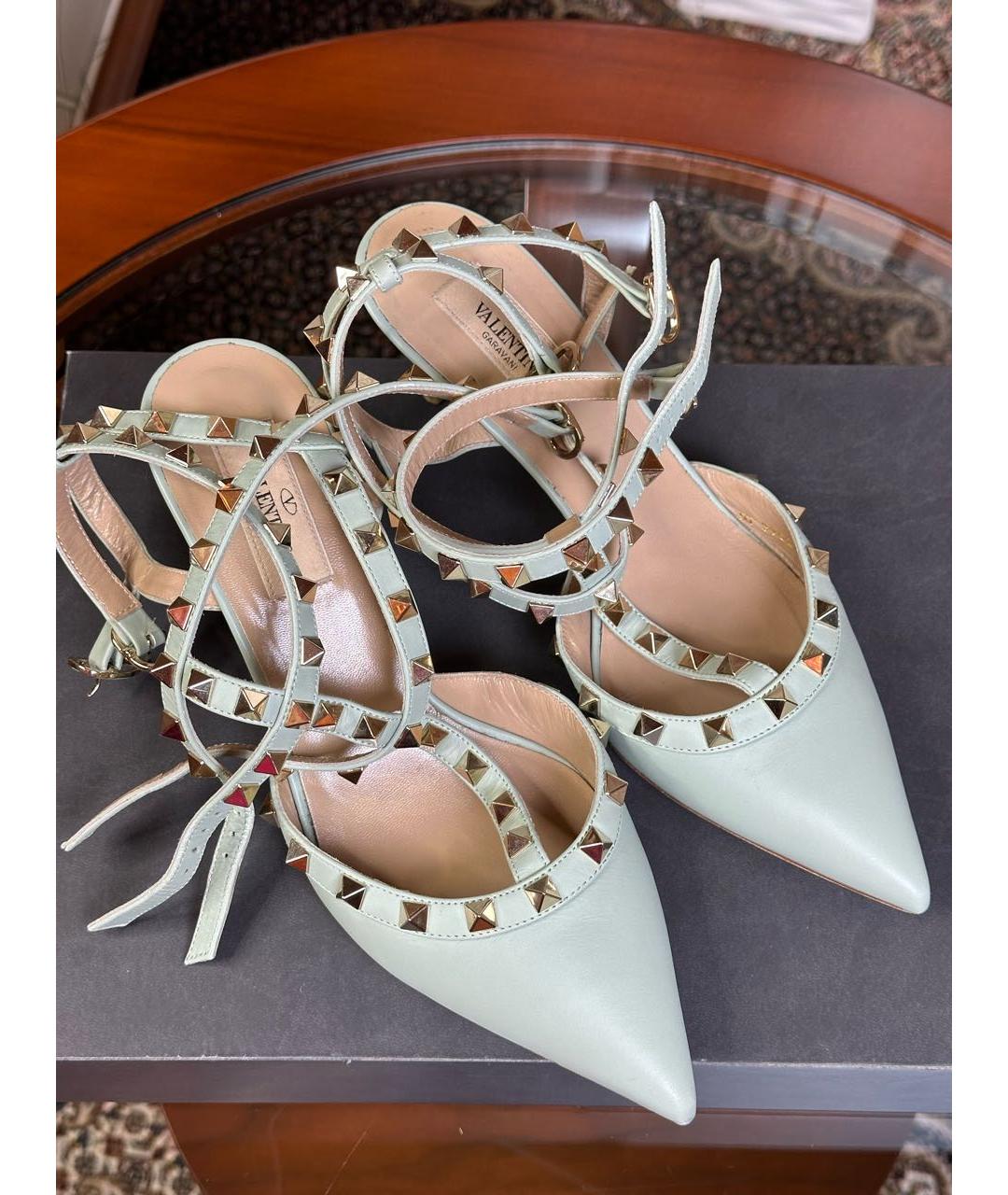 VALENTINO Зеленые кожаные босоножки, фото 3