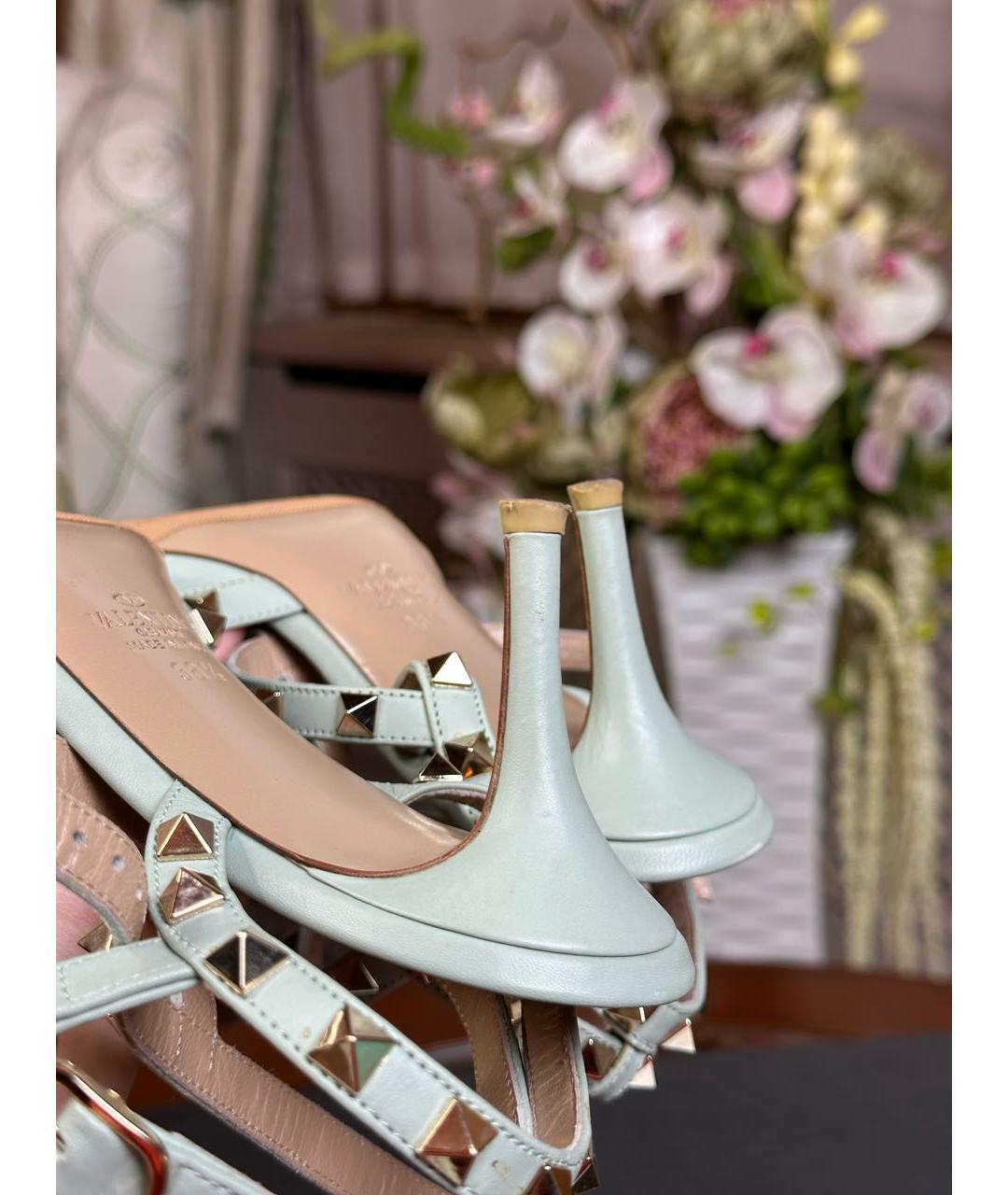 VALENTINO Зеленые кожаные босоножки, фото 6