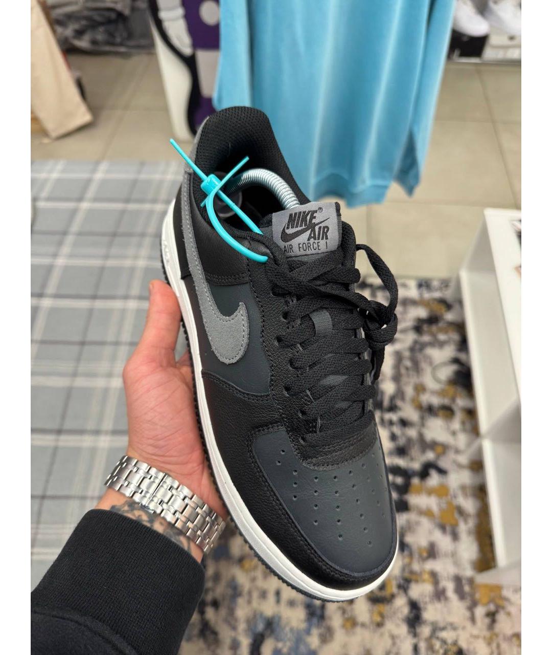 NIKE Черные кожаные низкие кроссовки / кеды, фото 7
