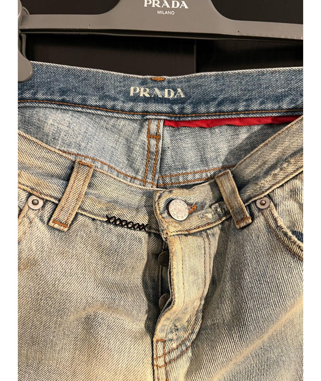 PRADA Голубые хлопковые джинсы слим, фото 4