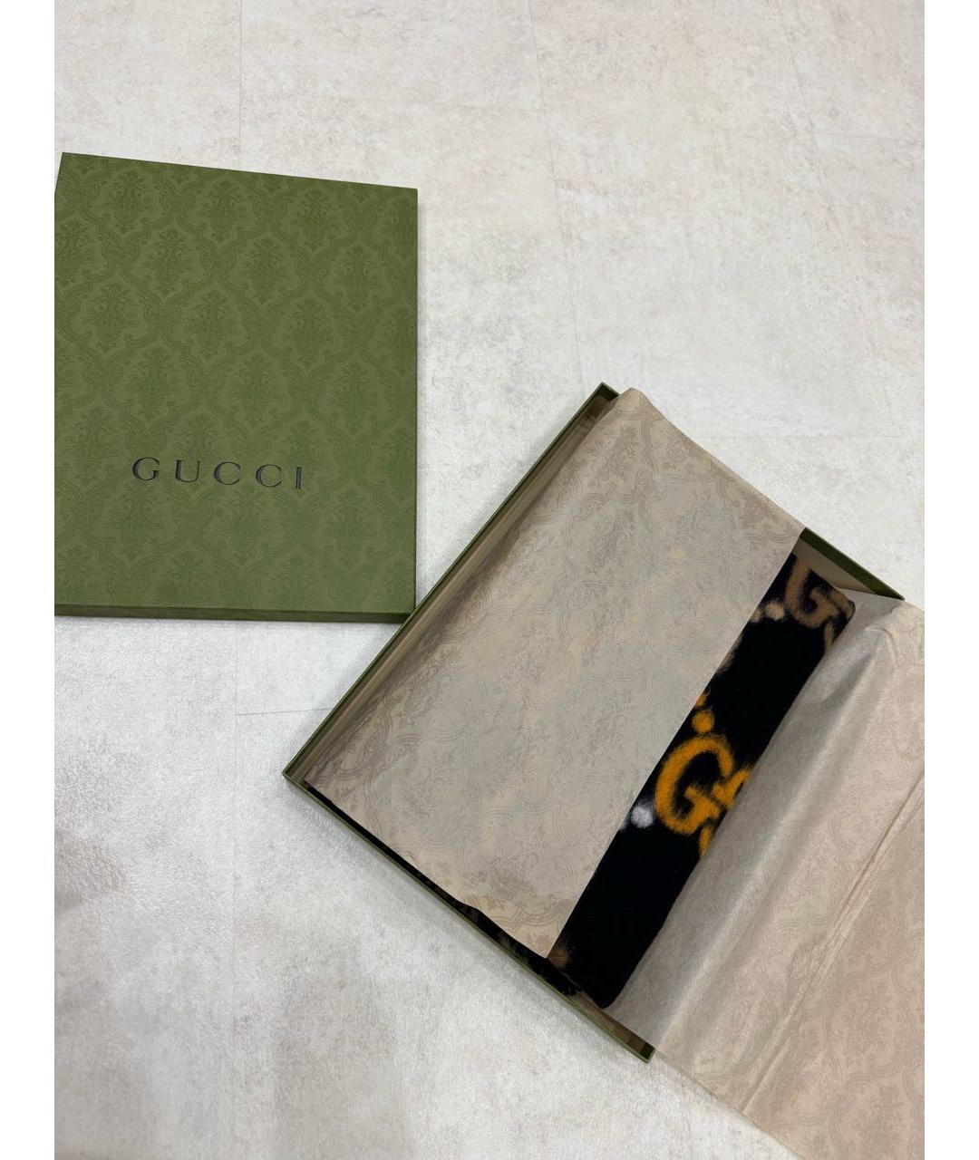 GUCCI Черный шерстяной шарф, фото 8