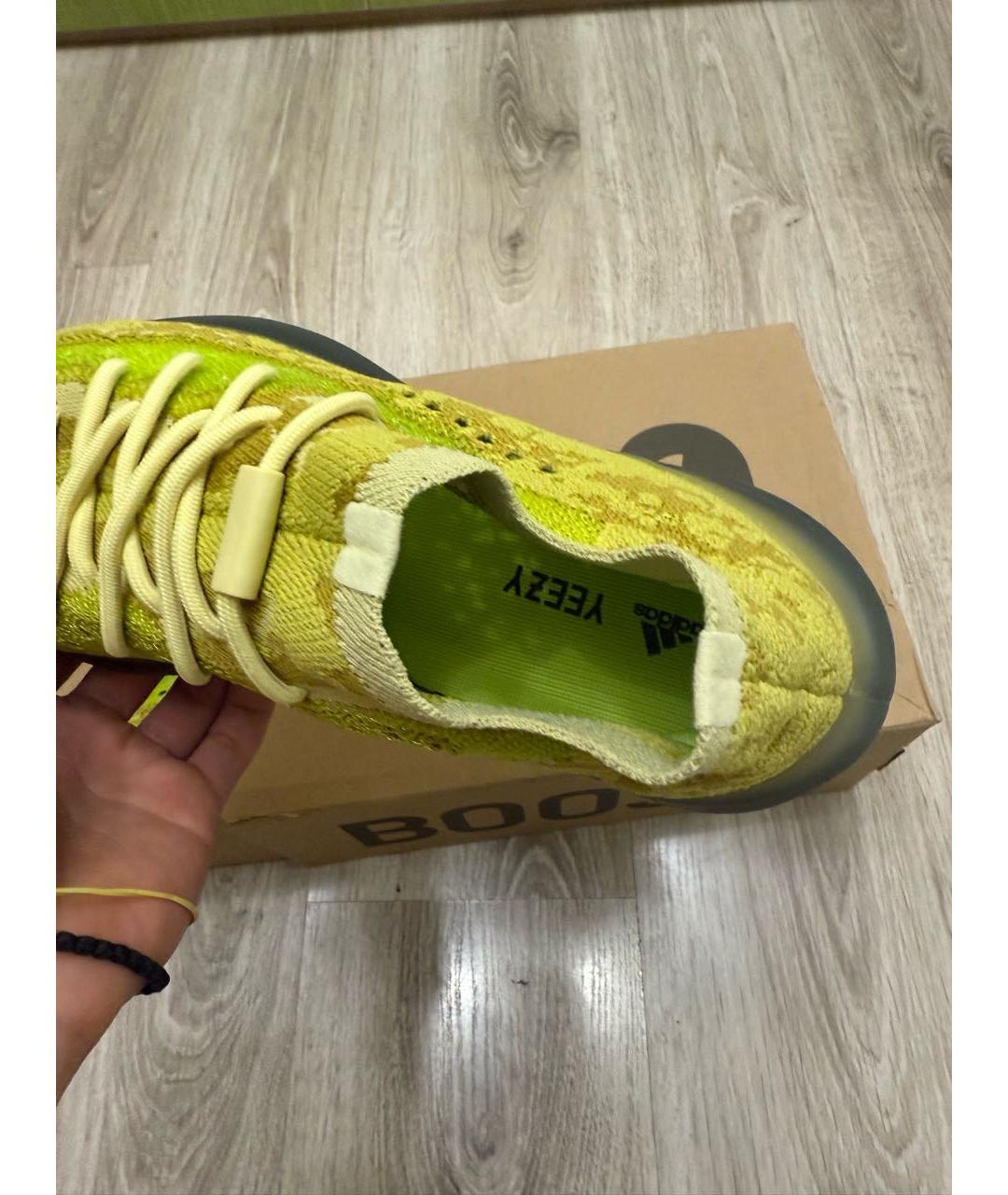 ADIDAS YEEZY Зеленые текстильные низкие кроссовки / кеды, фото 6