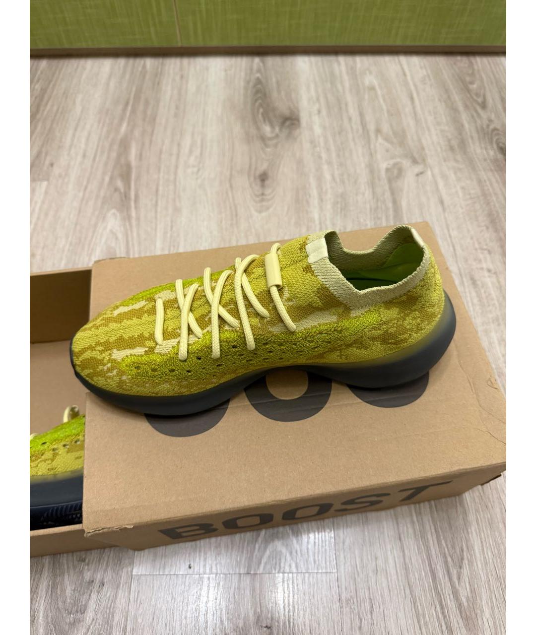 ADIDAS YEEZY Зеленые текстильные низкие кроссовки / кеды, фото 9