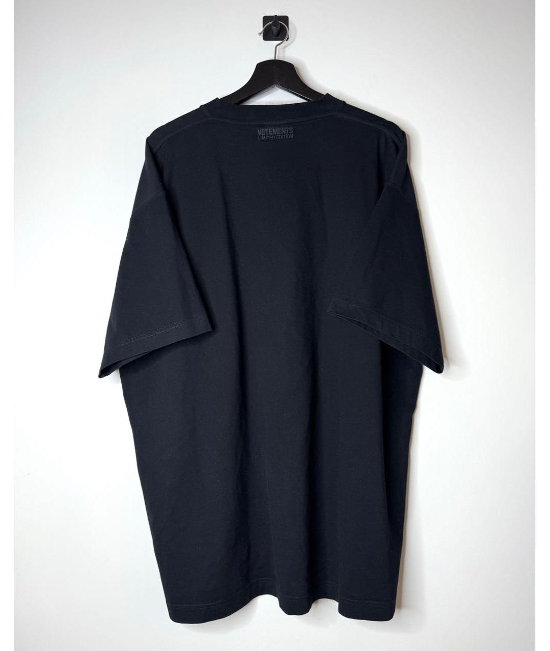 VETEMENTS Черная хлопковая футболка, фото 3