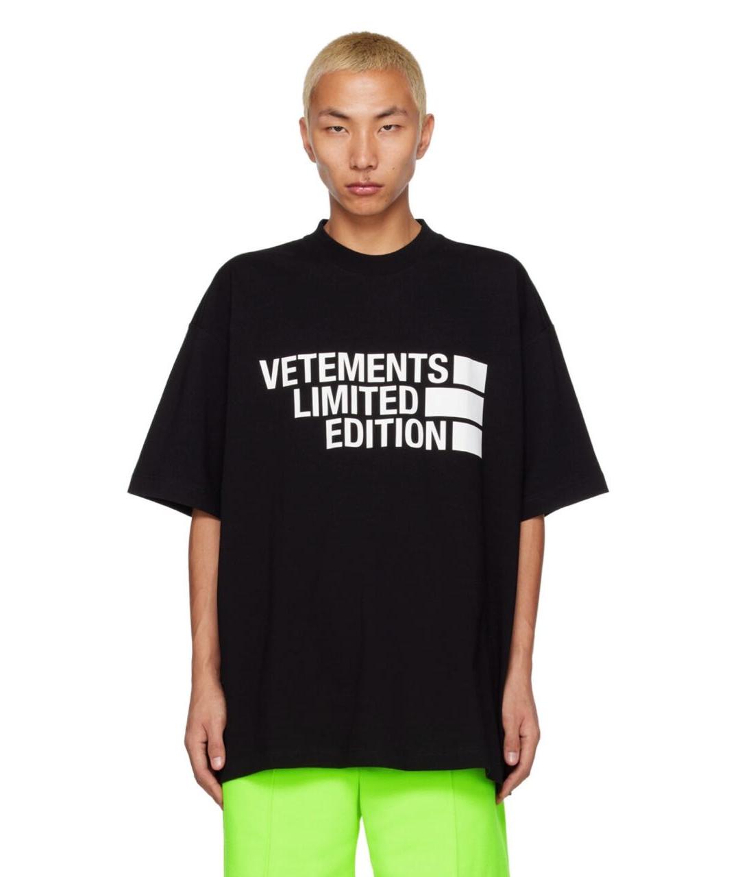 VETEMENTS Черная хлопковая футболка, фото 5