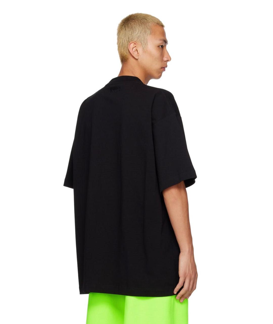 VETEMENTS Черная хлопковая футболка, фото 6