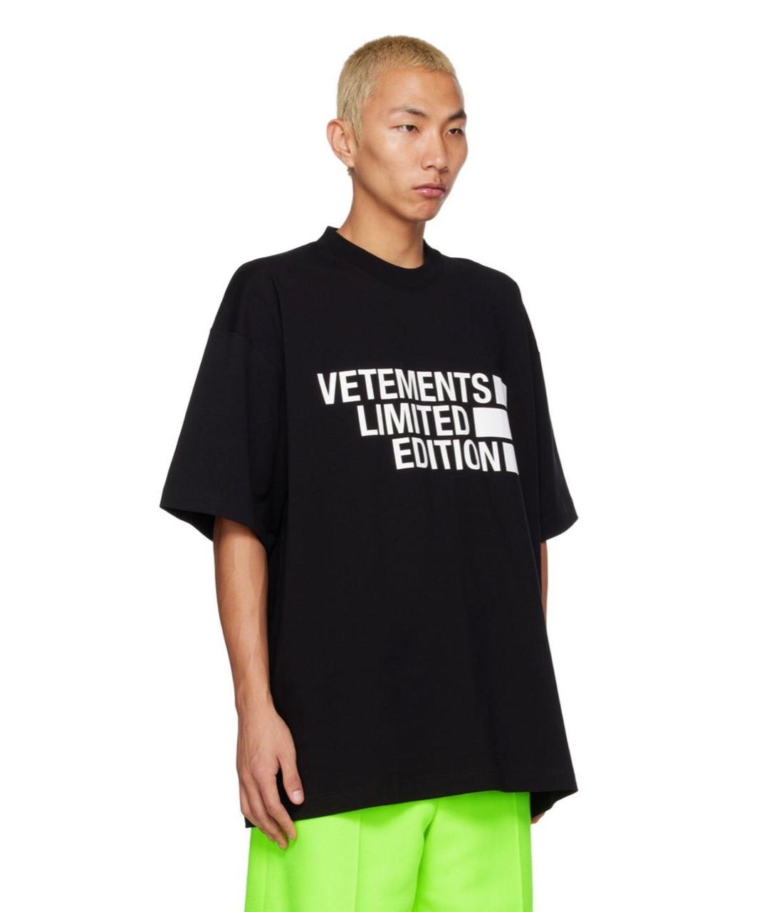 VETEMENTS Черная хлопковая футболка, фото 4
