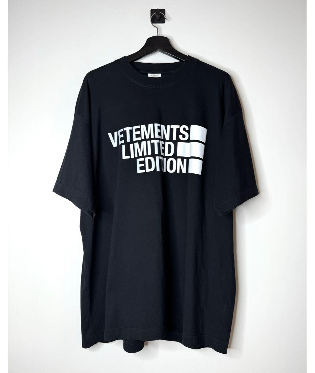 VETEMENTS Черная хлопковая футболка, фото 2