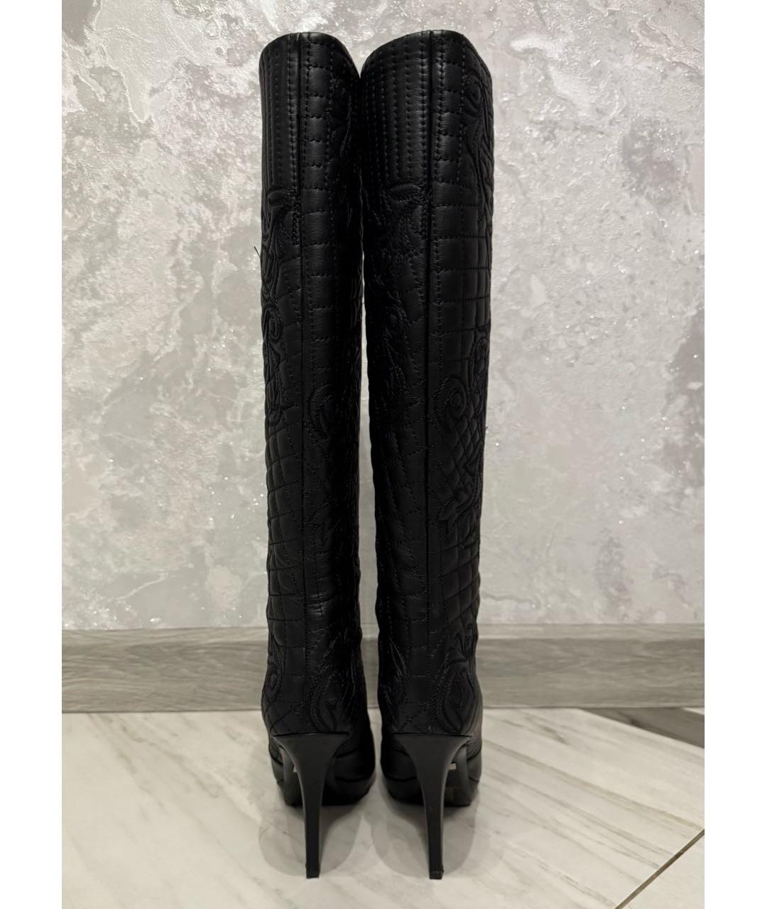 VERSACE Черные кожаные сапоги, фото 4