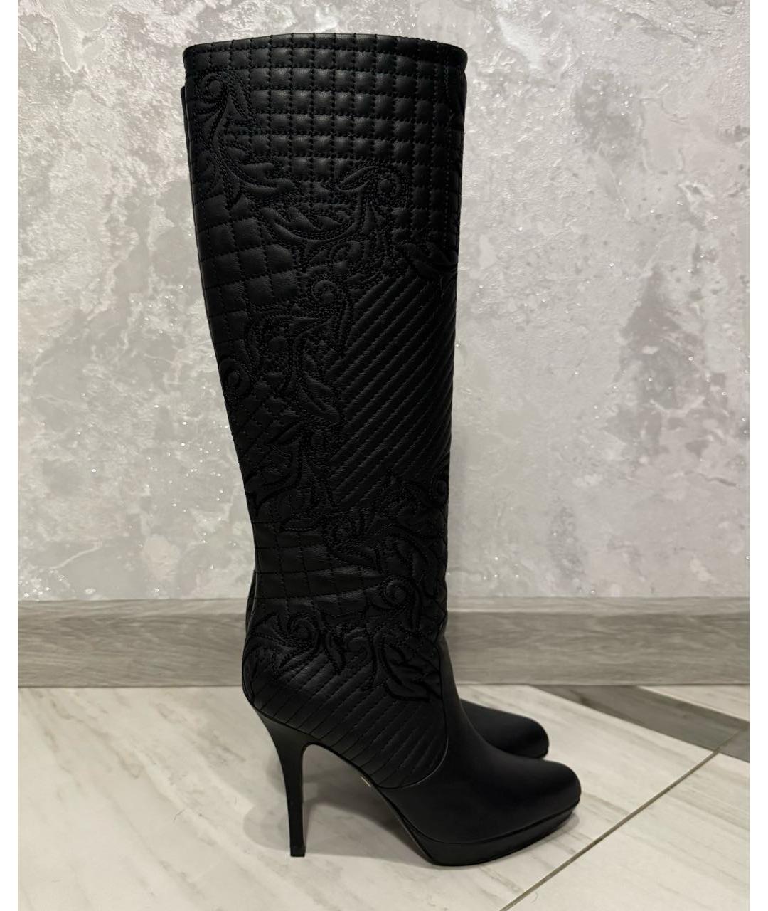 VERSACE Черные кожаные сапоги, фото 6