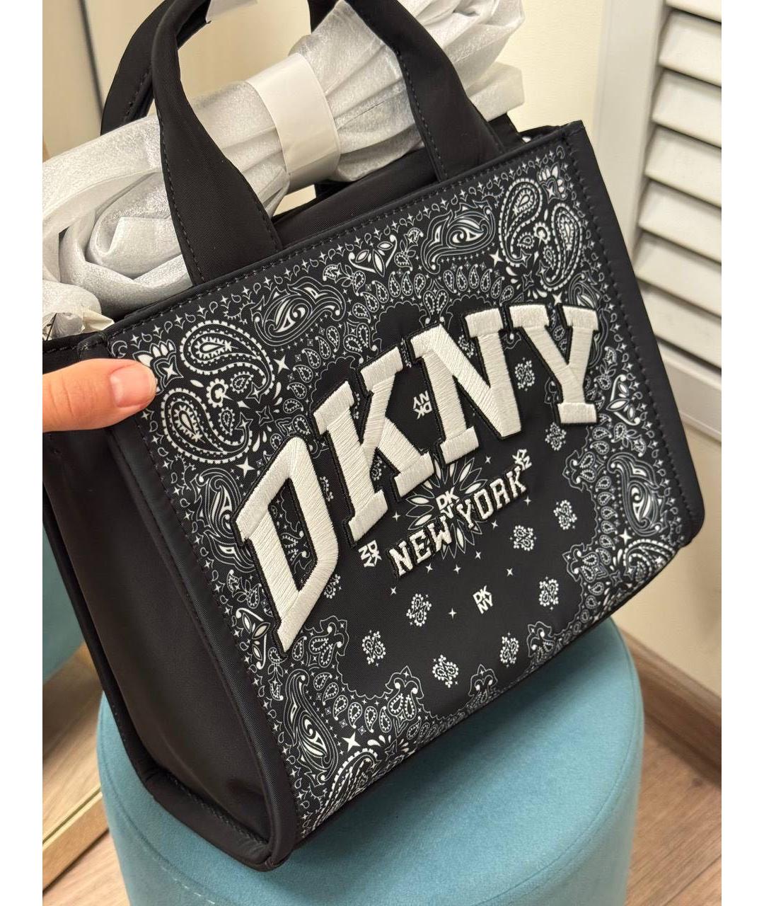 DKNY Черная кожаная сумка тоут, фото 2