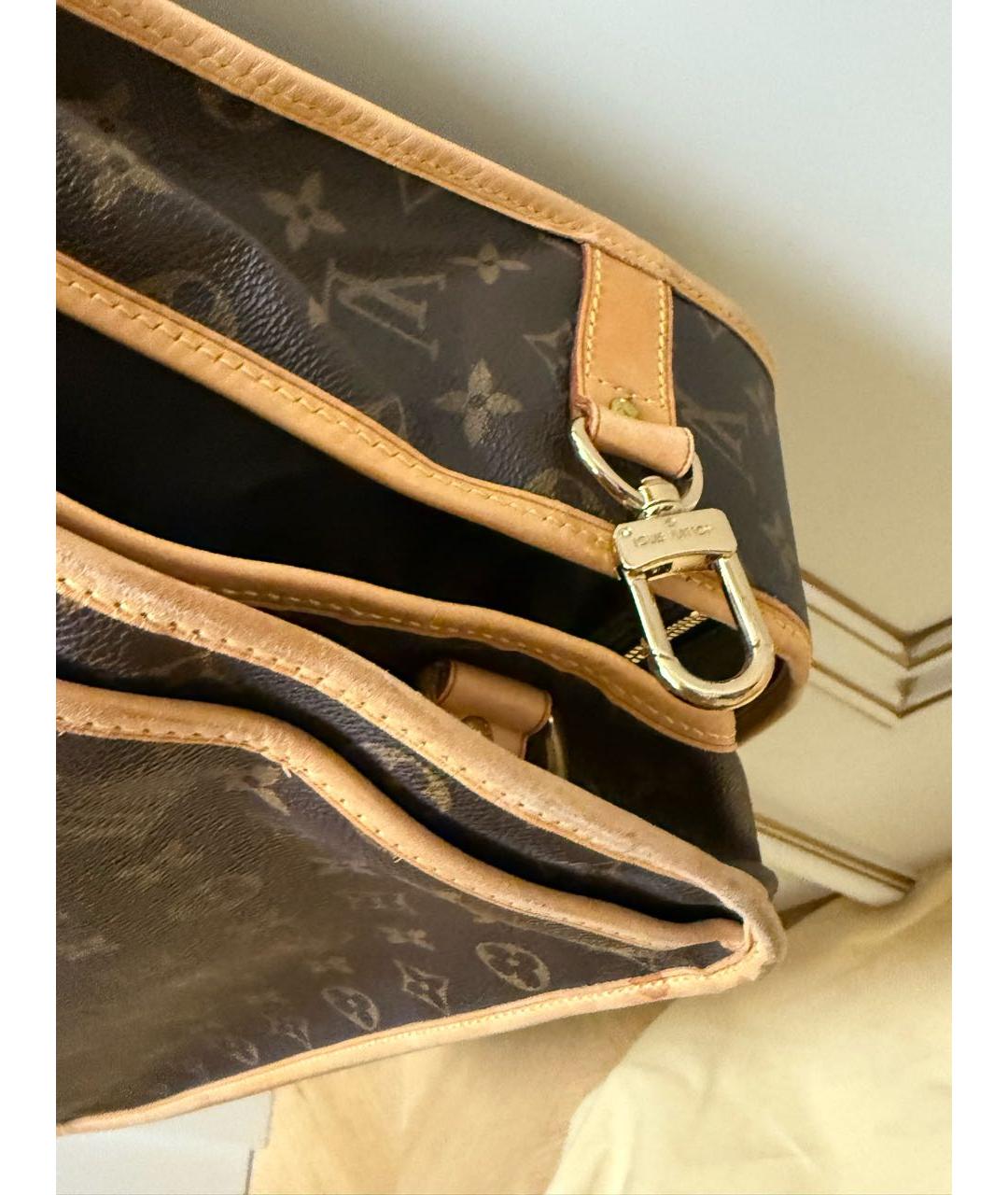 LOUIS VUITTON Коричневая кожаная дорожная/спортивная сумка, фото 5