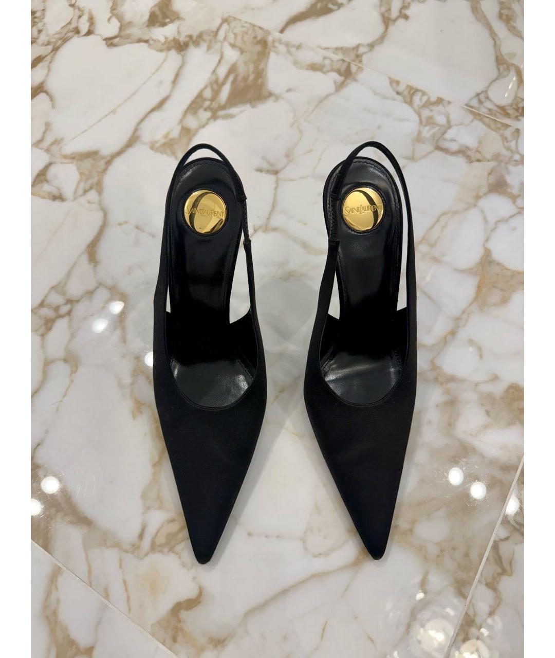 SAINT LAURENT Черные синтетические туфли, фото 2