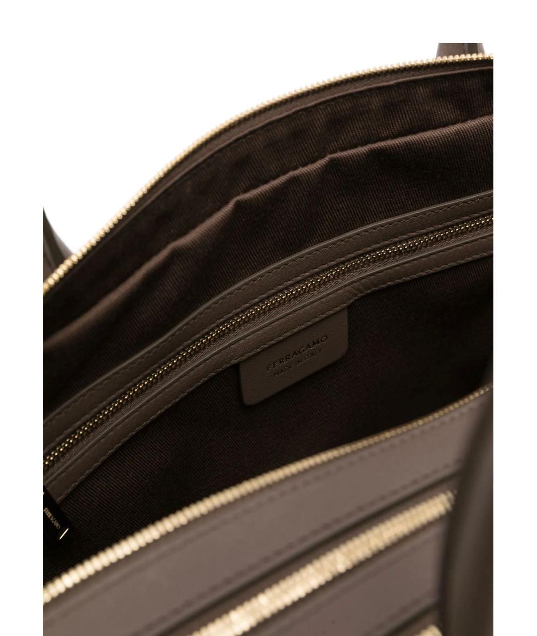 FERRAGAMO Коричневая кожаная сумка тоут, фото 4
