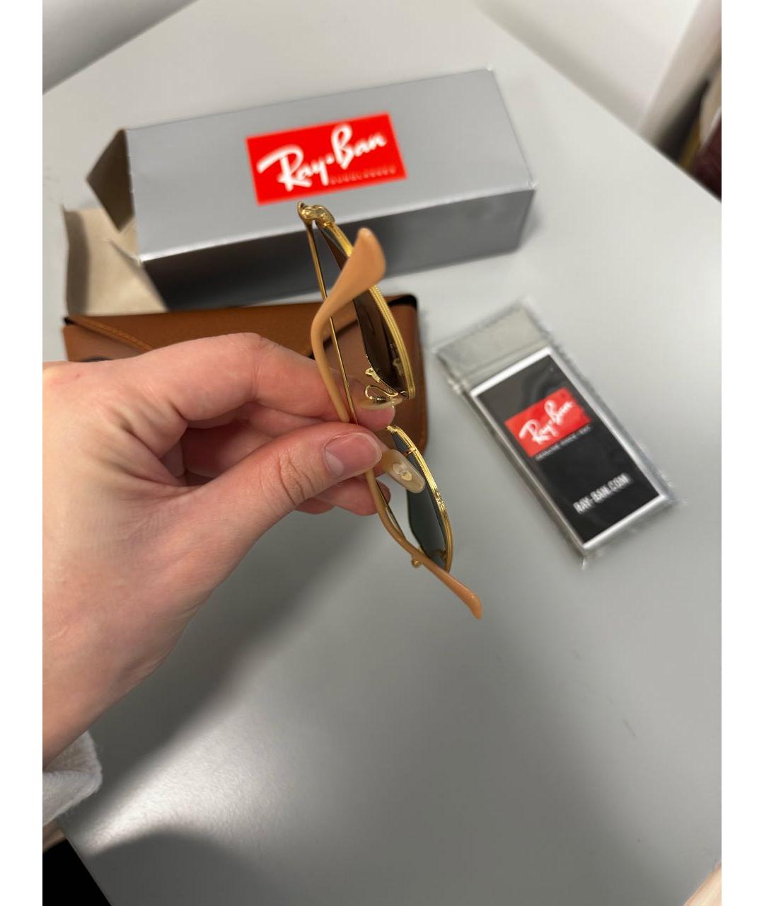 RAY BAN Зеленые металлические солнцезащитные очки, фото 6