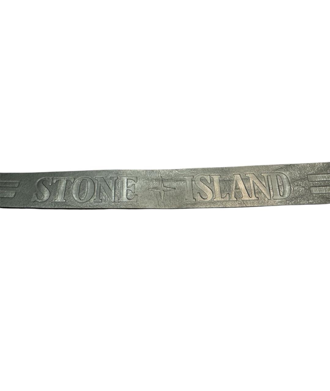 STONE ISLAND Черный кожаный ремень, фото 4