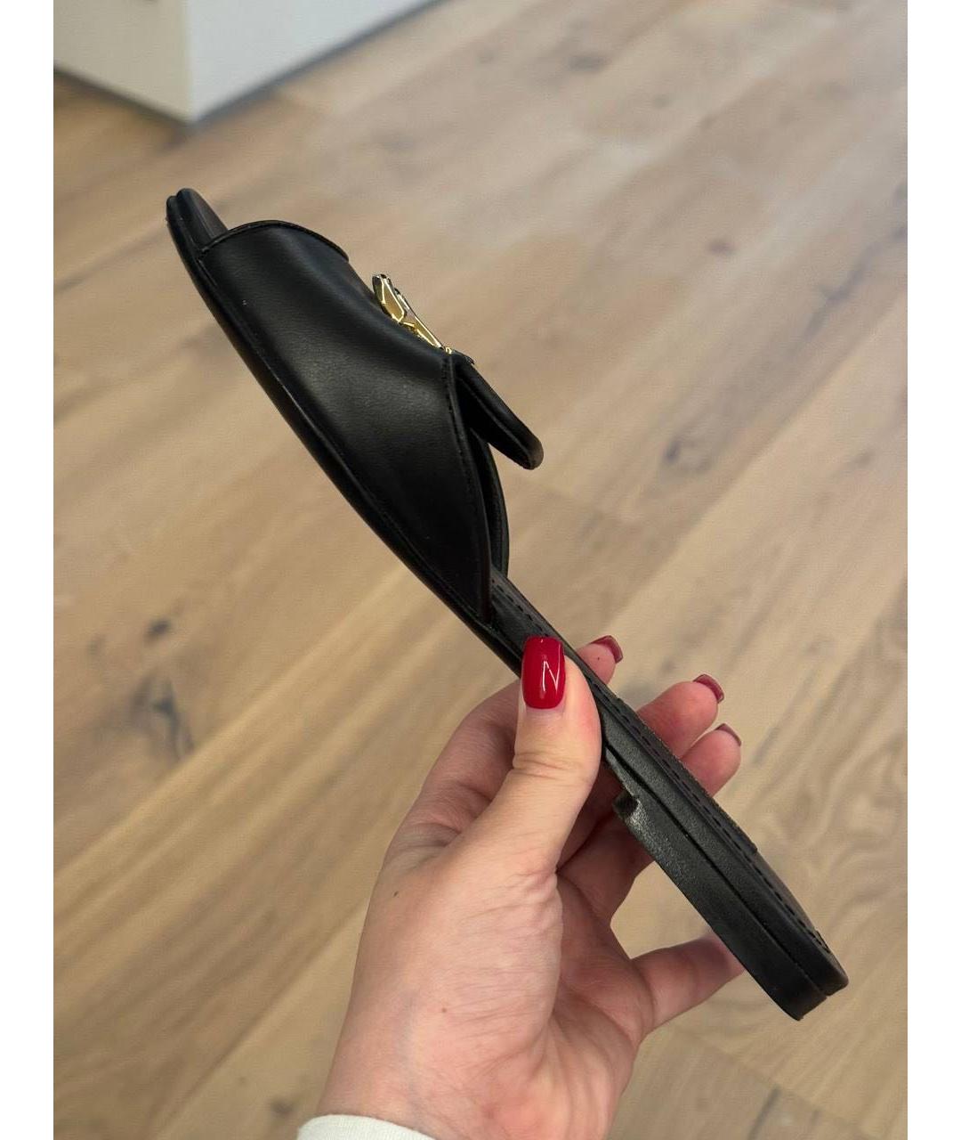 DOLCE&GABBANA Черные кожаные шлепанцы, фото 7