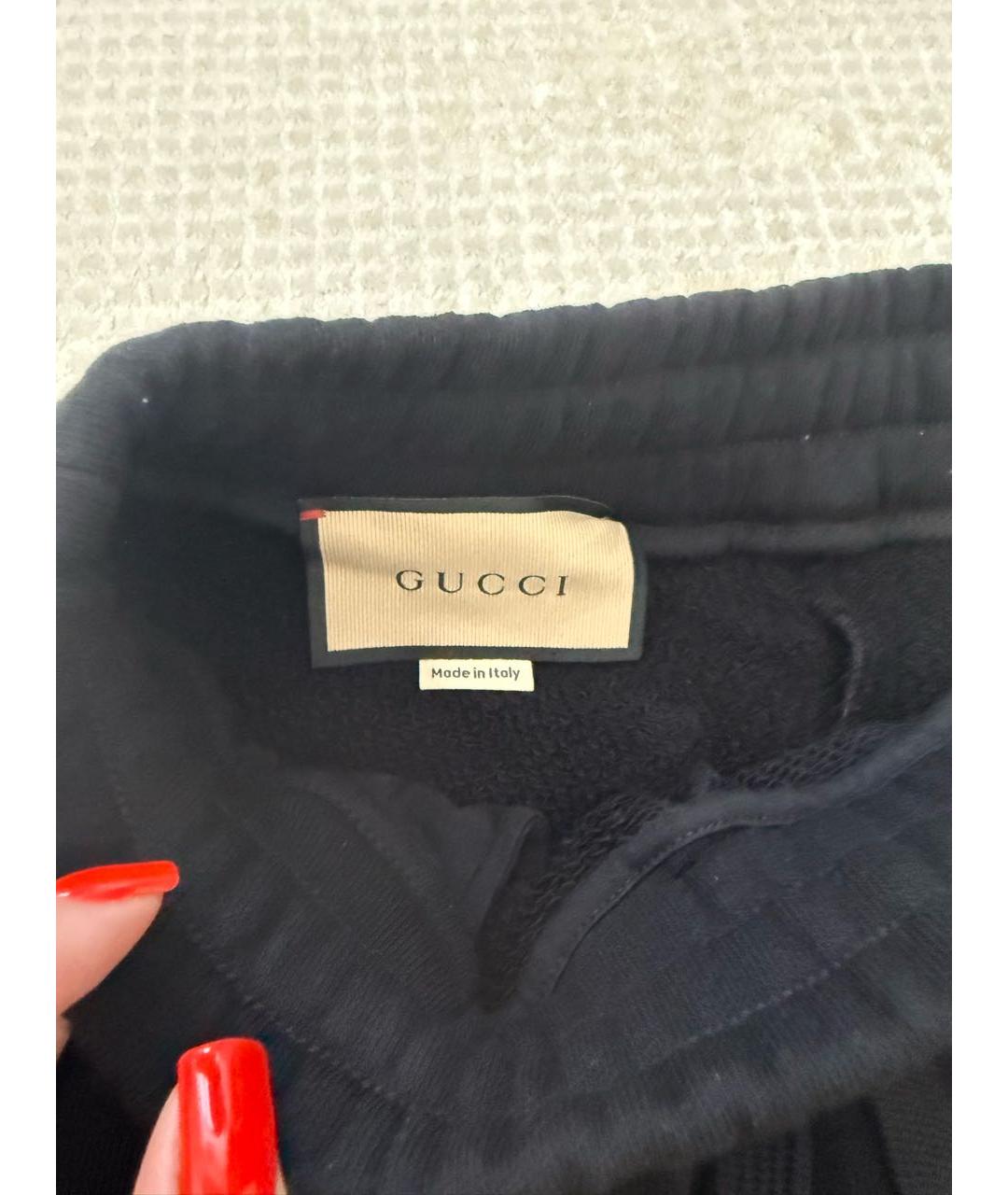 GUCCI Черные хлопковые прямые брюки, фото 3