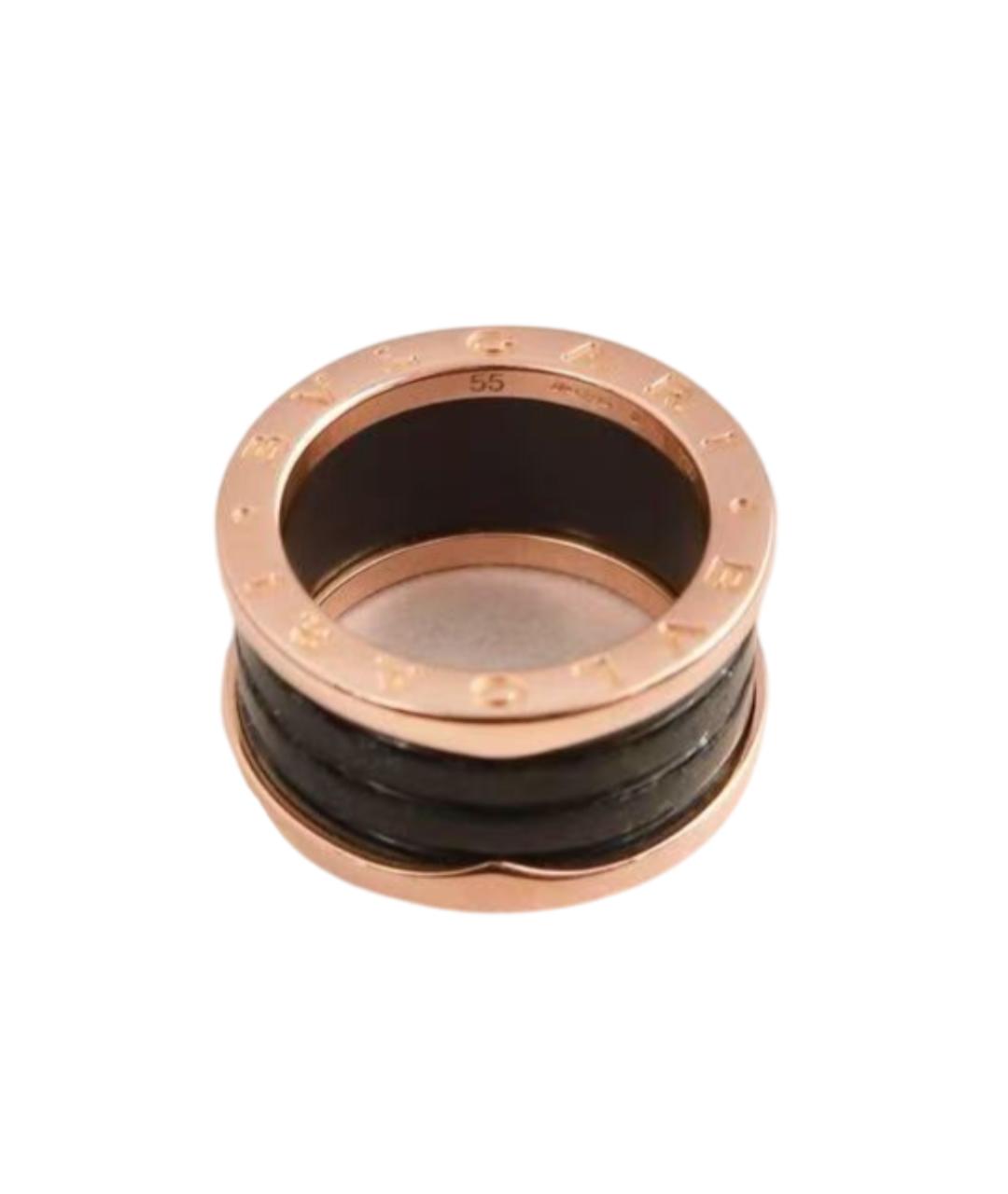 BVLGARI Черное кольцо из розового золота, фото 1