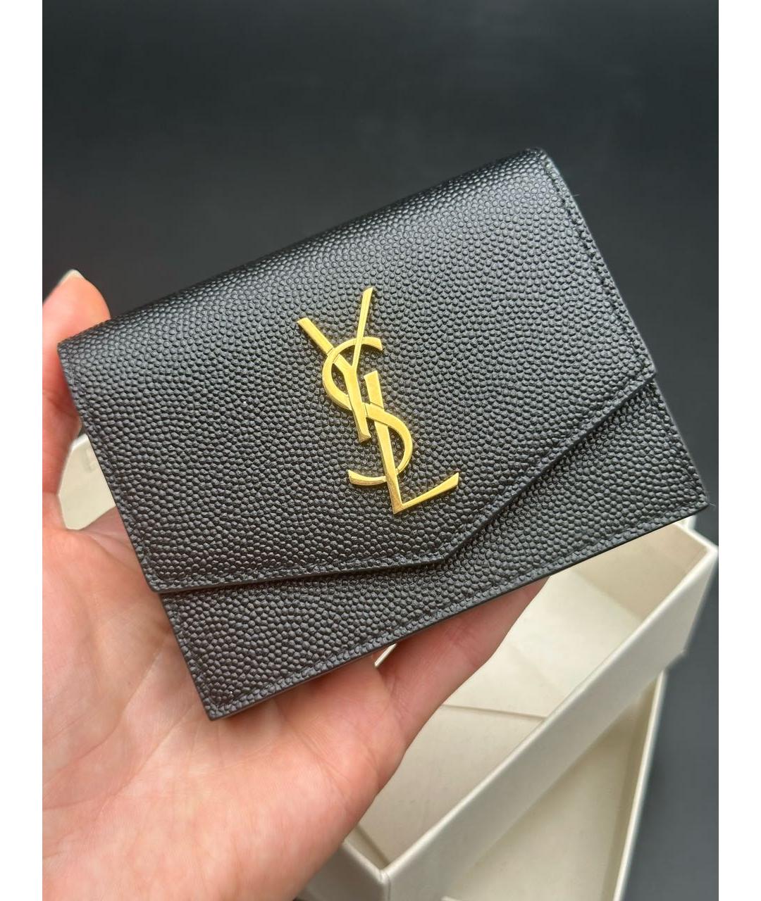 SAINT LAURENT Черный кожаный кардхолдер, фото 8