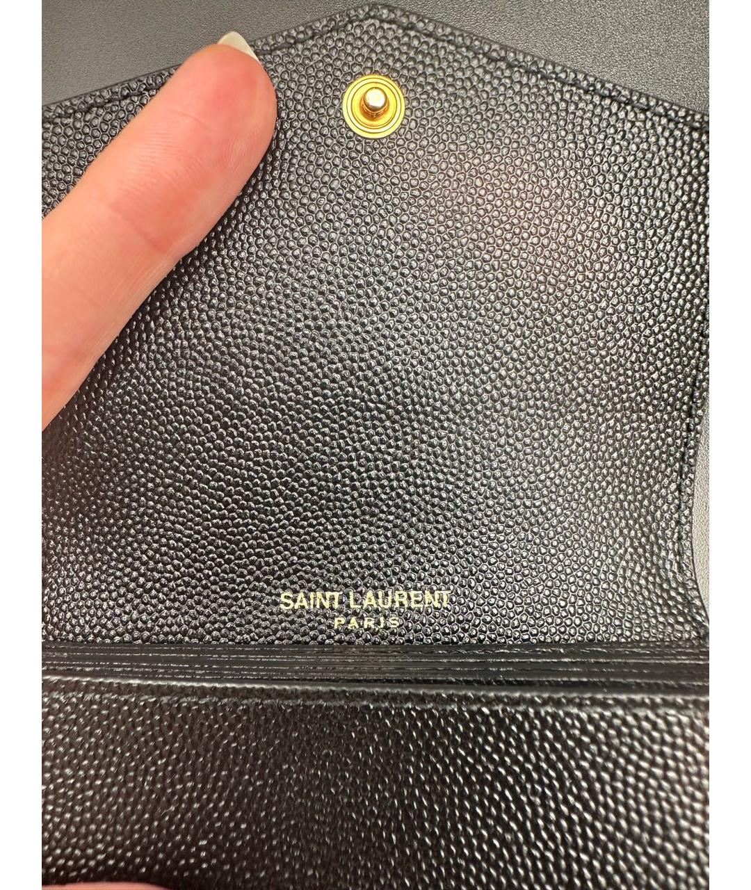 SAINT LAURENT Черный кожаный кардхолдер, фото 3