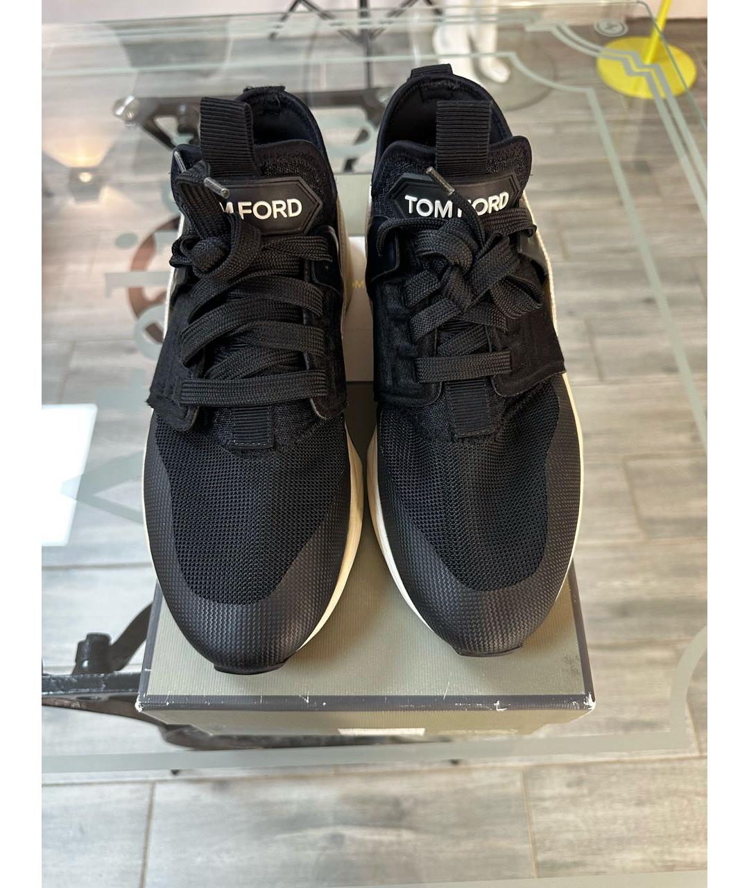 TOM FORD Черные текстильные низкие кроссовки / кеды, фото 5
