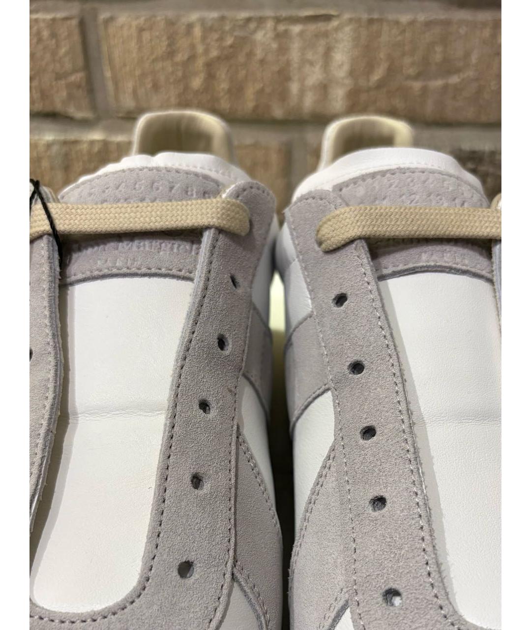 MAISON MARGIELA Белые кожаные низкие кроссовки / кеды, фото 5