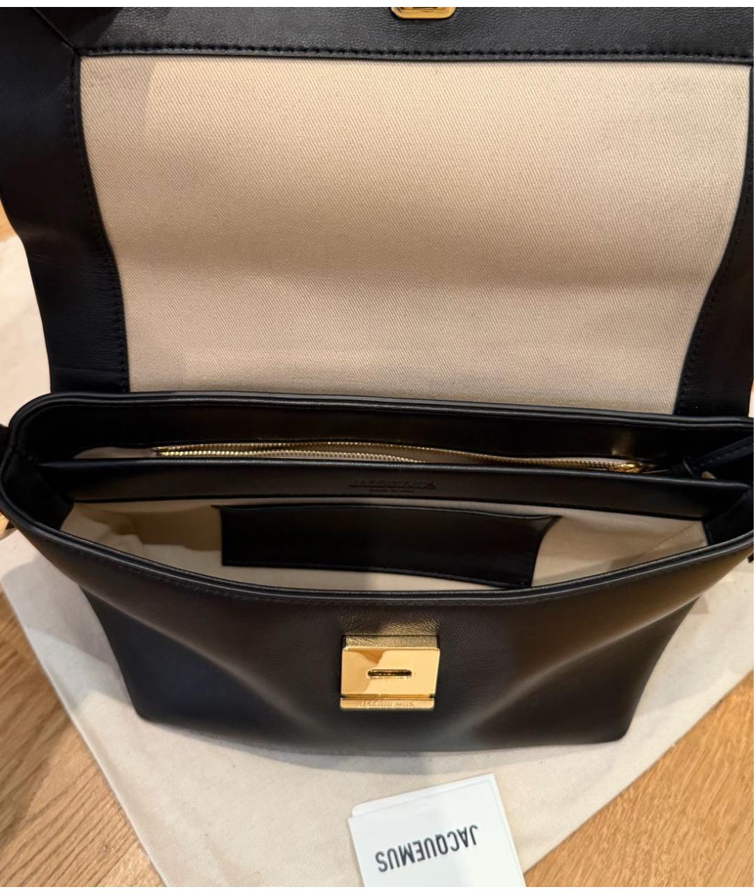 JACQUEMUS Черная кожаная сумка с короткими ручками, фото 5
