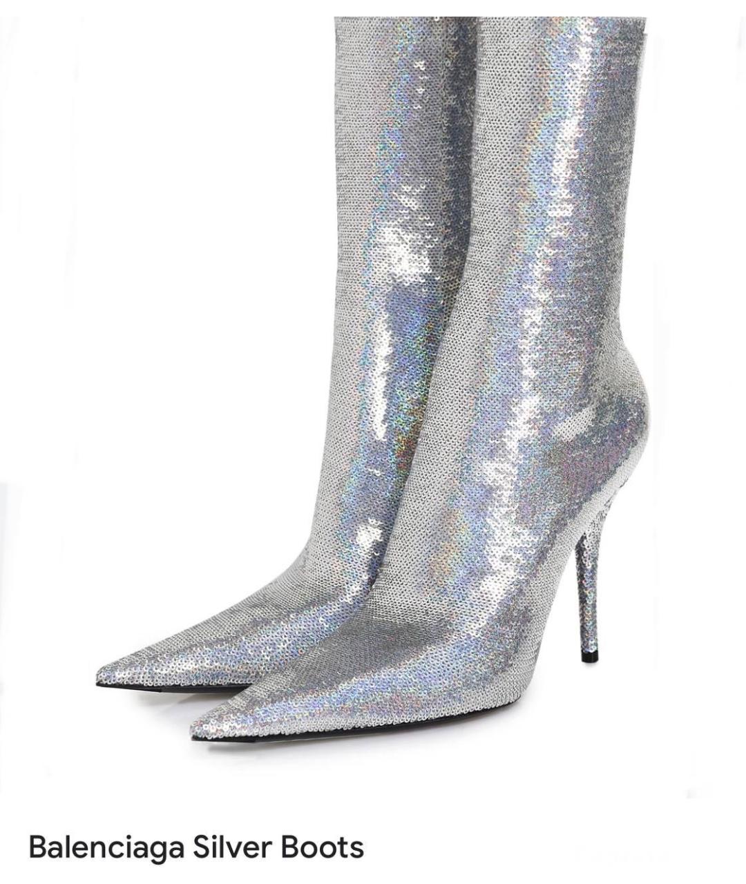 BALENCIAGA Серебряные ботфорты, фото 2