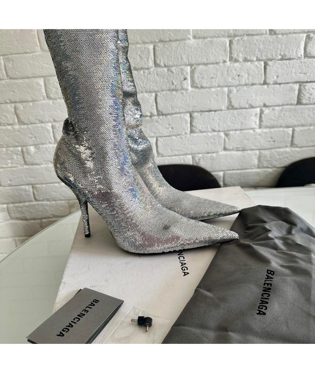 BALENCIAGA Серебряные ботфорты, фото 4