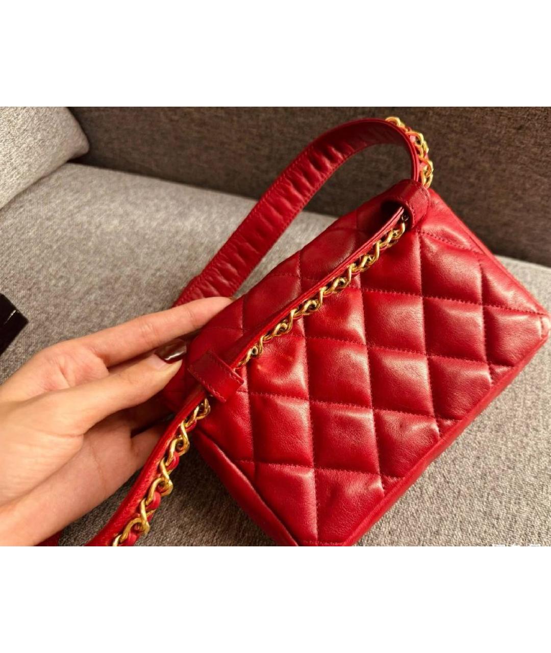 CHANEL Красная кожаная поясная сумка, фото 4