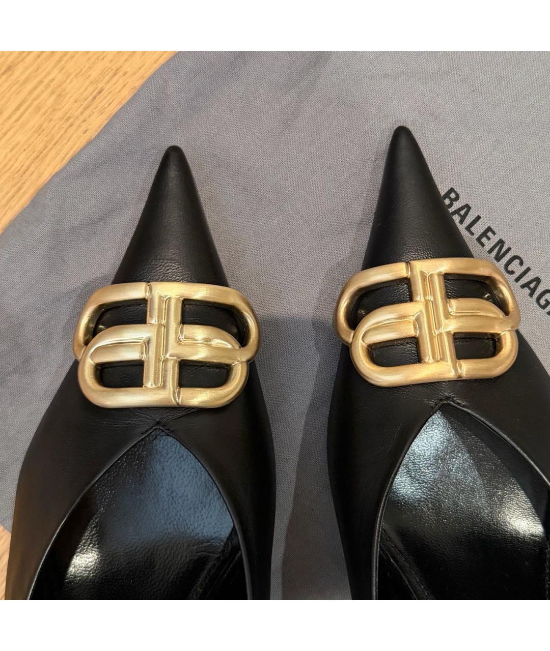 BALENCIAGA Черные кожаные мюли, фото 5