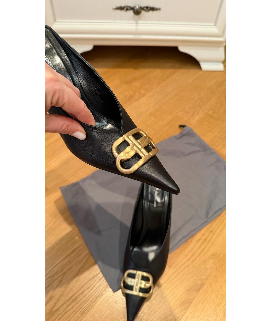 BALENCIAGA Черные кожаные мюли, фото 6