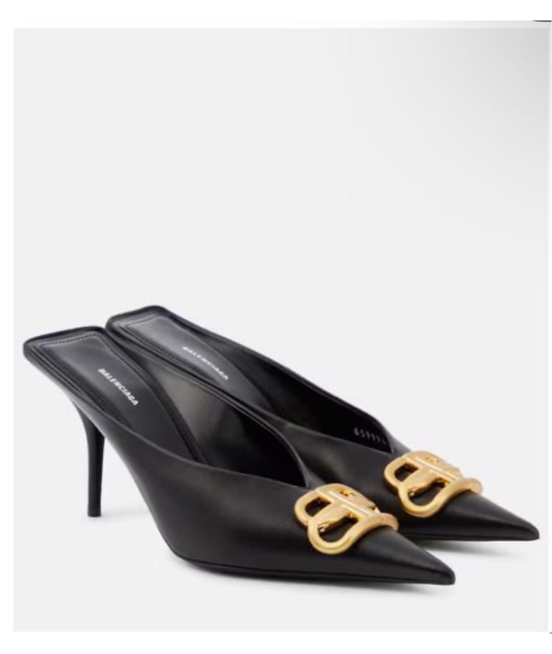 BALENCIAGA Черные кожаные мюли, фото 8