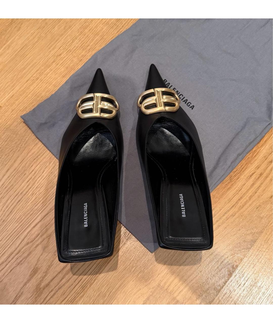 BALENCIAGA Черные кожаные мюли, фото 3
