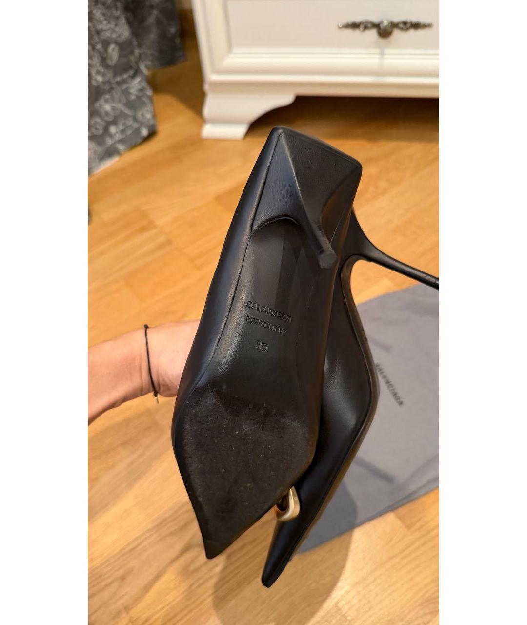 BALENCIAGA Черные кожаные мюли, фото 7