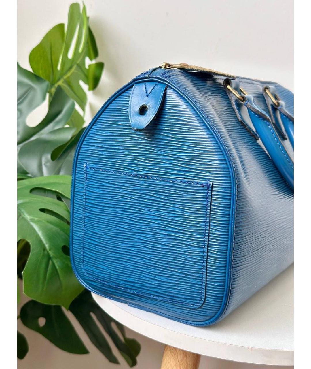 LOUIS VUITTON Синяя кожаная сумка с короткими ручками, фото 6